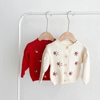 childrens sweater 2022 autumn and winter new knitted cardigan round neck printing side foreign style childrens baby coat