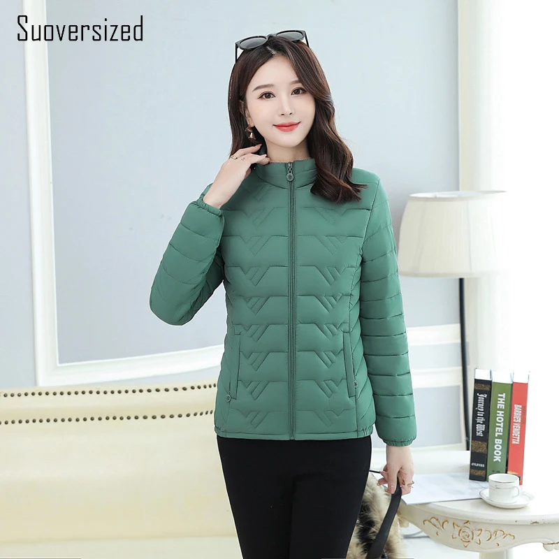 

Women Winter Warm Down Parka Cotton Outwear Ladies Thin Packable Slim Zipper Puffer Jacket Middle Aged Mom Casual Snow Wear Coat