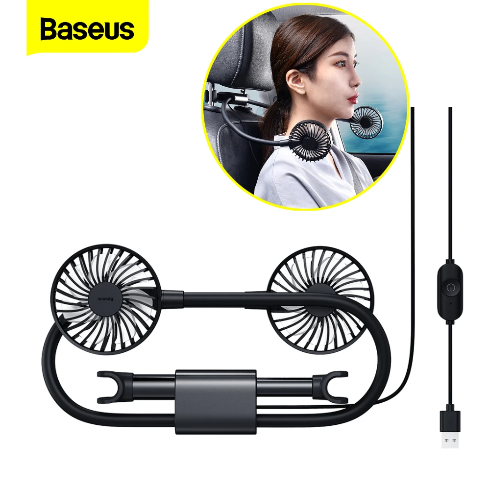 

Baseus Dual Head Car Fan 5V USB Adjustable 2 Wind Speed Headrest Fan for Vehicle SUV RV Boat Auto Sedan