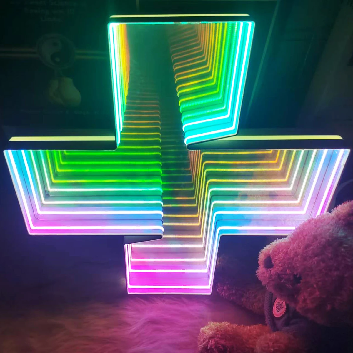 Пользовательский логотип 3d вывеска светодиодное круглое зеркало бесконечное