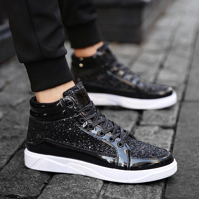 

Men's Casual Sneakers High Top Sports and Leisure Mens Tennis Breathable Platform Round Toe Wear-Resistant Heighten Flats Spring