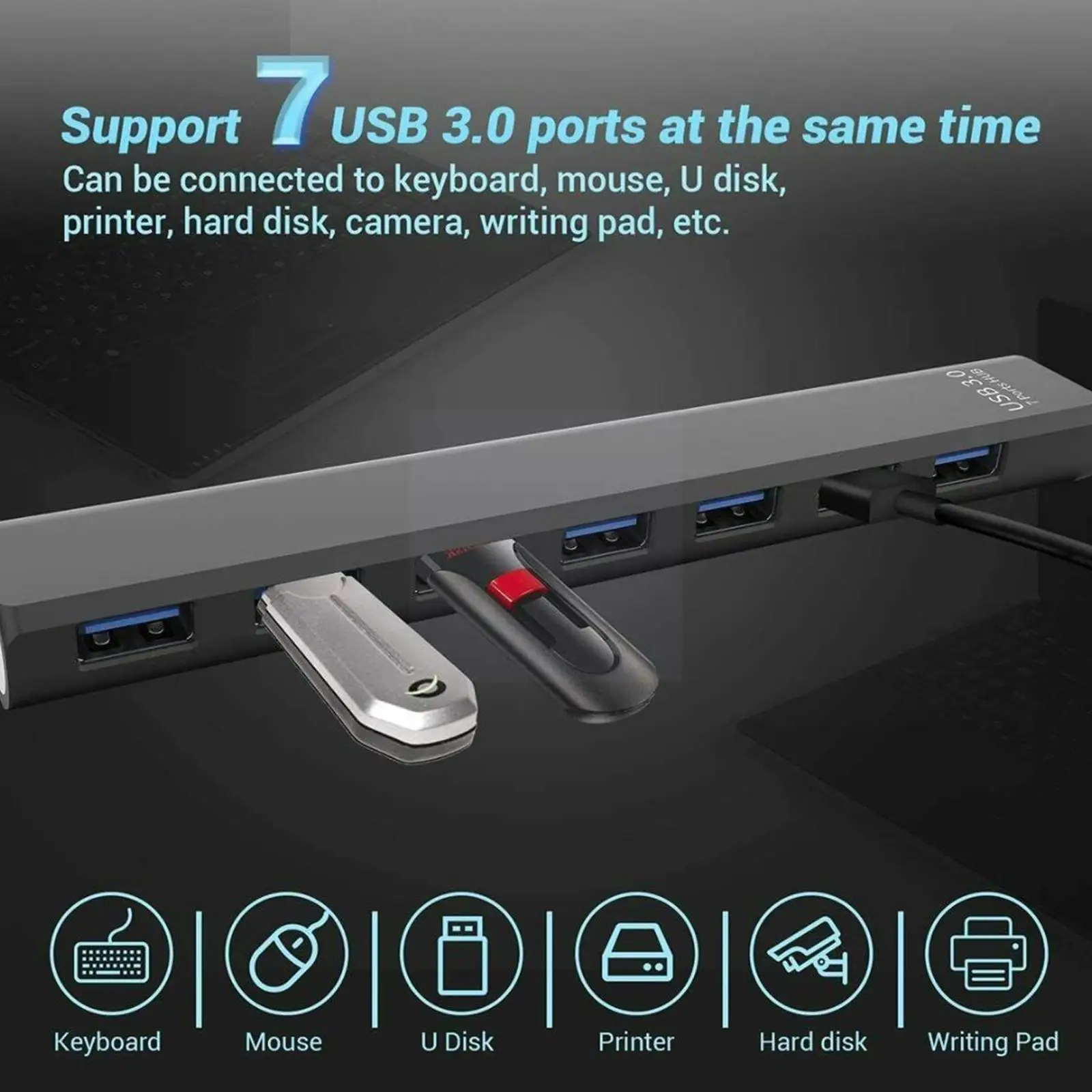 

Usb 3.0 Hub Dock Adapter Multi Usb Splitter 5gbps 7 Multiple Port Usb Expander Expander With Ports Usb3 Switch Hub U7v7
