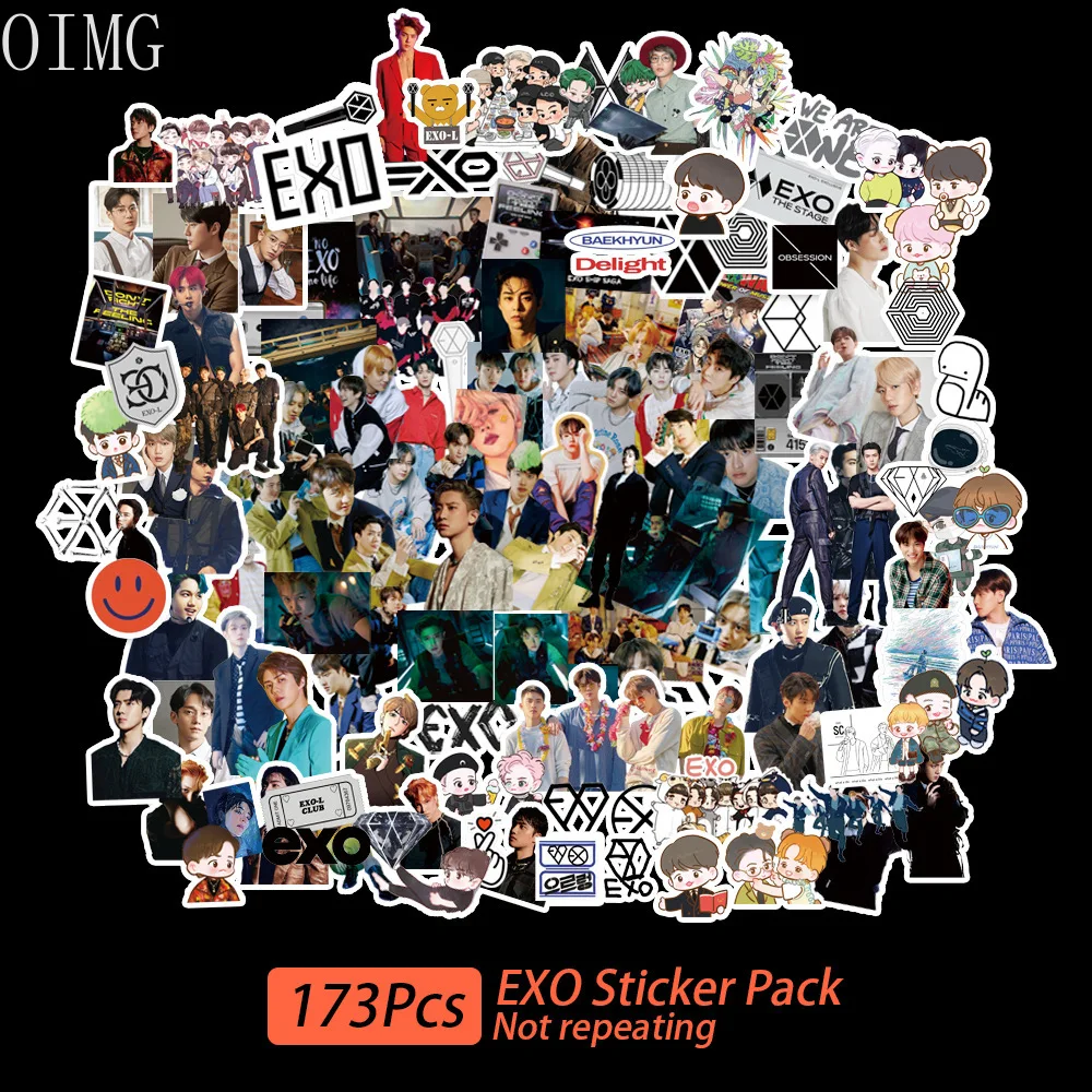 

173pcs Kpop EXO Photo Stickers Album Korean Fashion Cute Boys Exo Photocards Stickers Pack for Stationery Decors Fans Gift