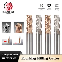 hrc55 tungsten rough skin end milling cutter for steel 4 flutesaluminum 3 flutes cnc milling cutter bits metal roughing
