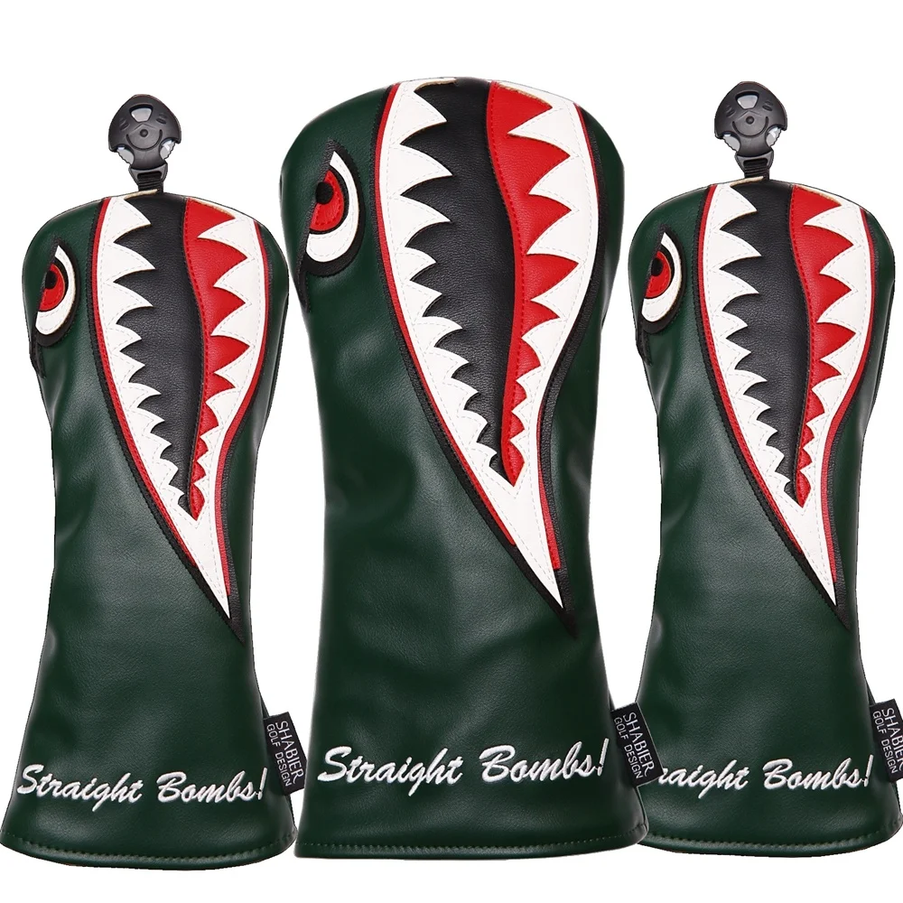 

Green White Shark 460cc Driver Golf Head Cover Golf Club Cover Pu Leather