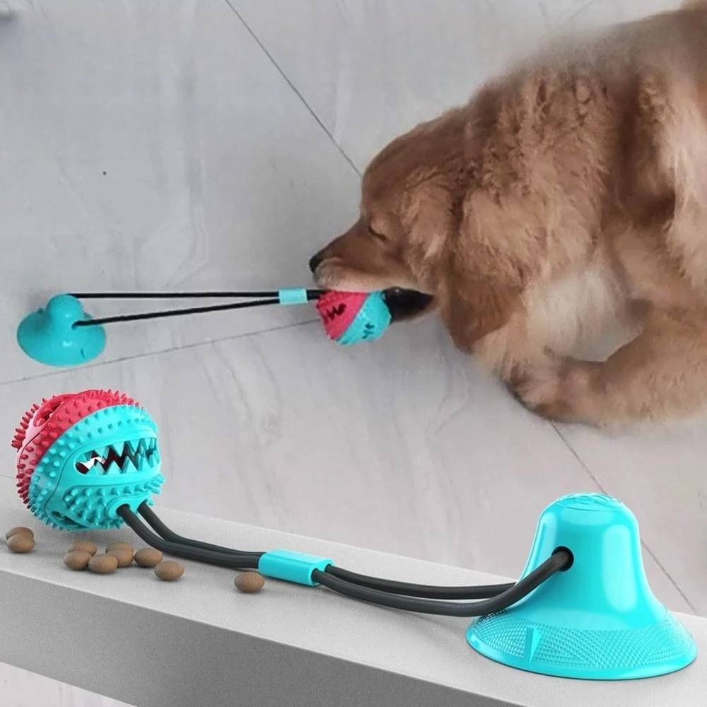 

Dog Chew Ball Toys Suction Cup Tug Interactive Bite Resist Tooth Cleaning Dog Ball for Medium Large Dogs Ball Games Pet Supplies