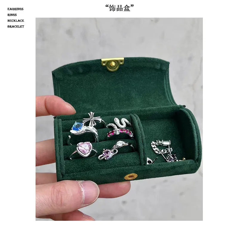

Jewelry box simple travel portable arch small bead velvet jewelry storage box