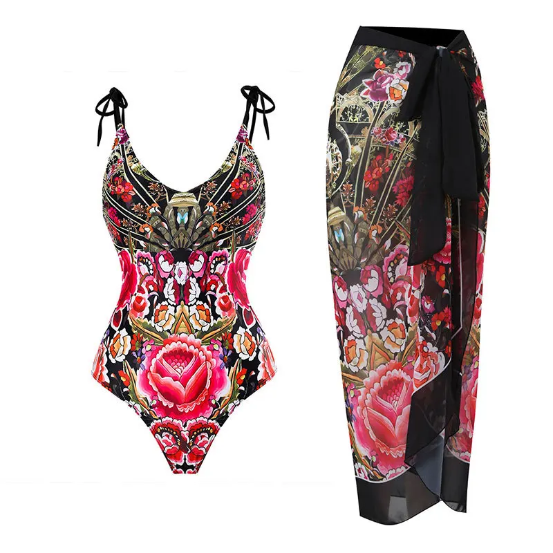 

Women's Swimsuit Flower Print Ajustable Shoulder Straps 1 Piece Maillot Swimwear Beachwear Summer Holiday