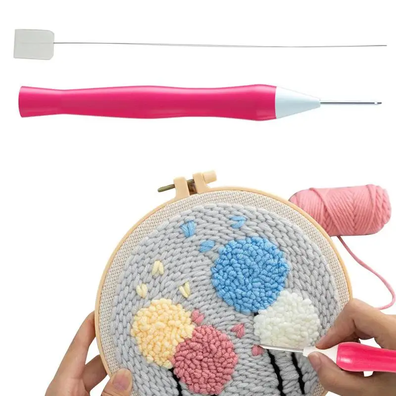 

Punch Needle Set Embroidery Beginner Kit With Punch Needles Needle Threader Embroidery Poking Cross Stitchs Tools Embroidery