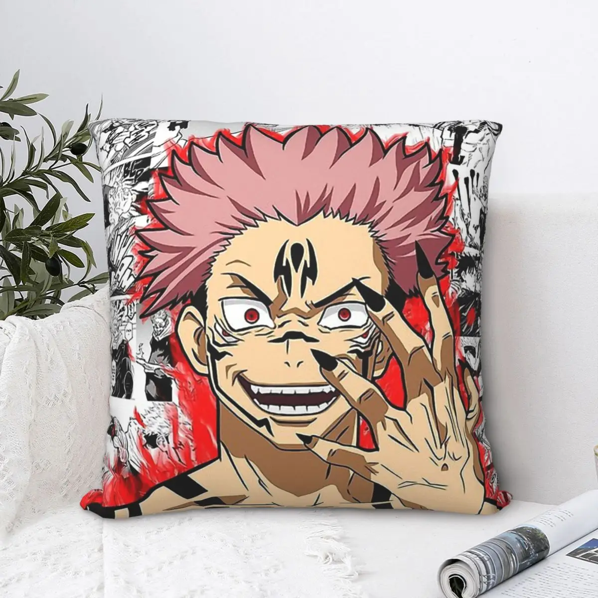 

Sukuna Ryomen Hug Pillowcase Jujutsu Kaisen Backpack Cushion Garden DIY Printed Chair Coussin Covers Decorative