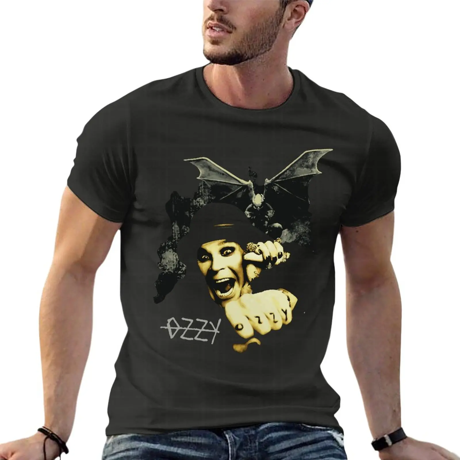 

Ozzy Osbourne Gargoyle Bat Oversize T-Shirt Branded Mens Clothes Short Sleeve Streetwear Large Size Tops Tee
