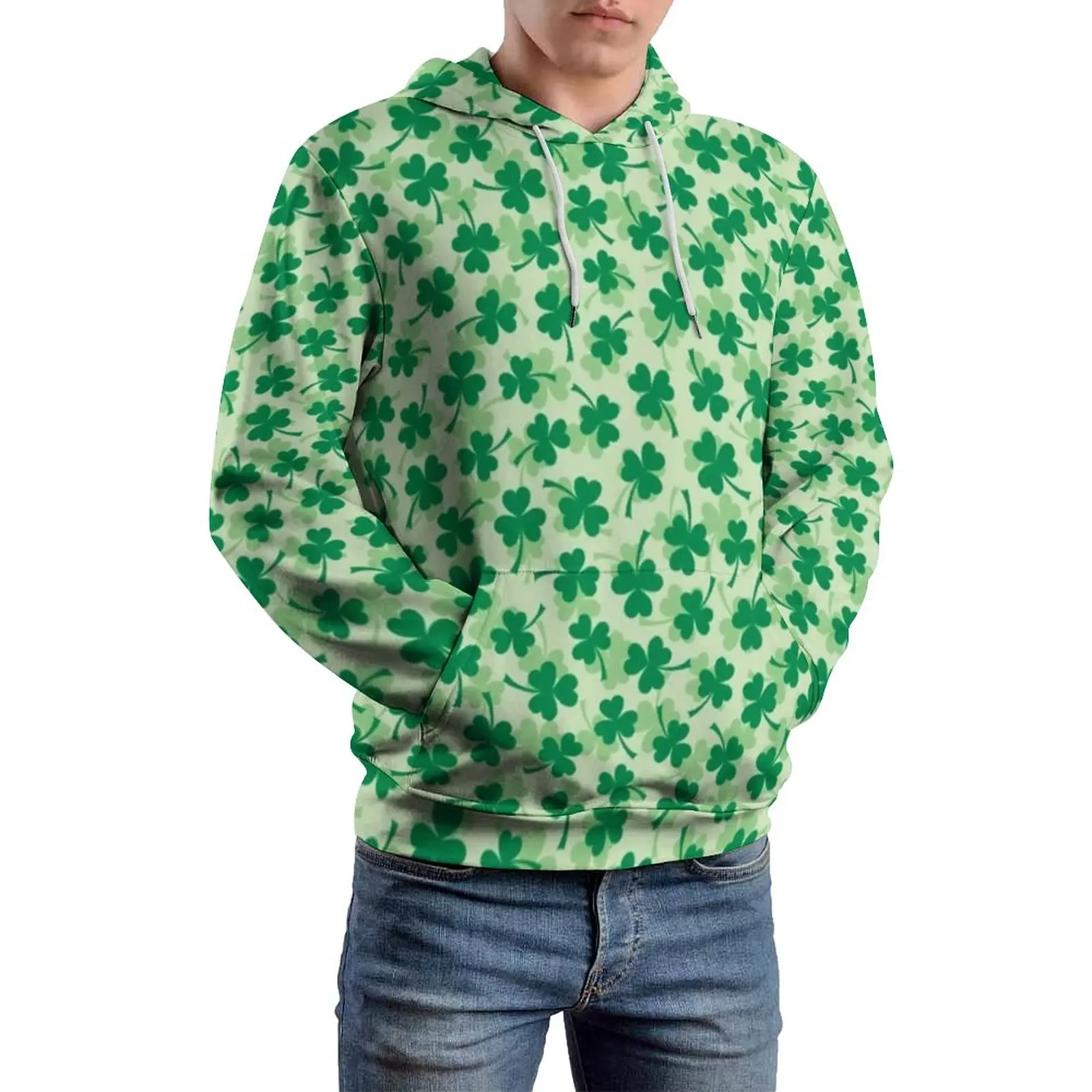 

Повседневные толстовки Green St paфокусы с длинным рукавом и рисунком в виде трех листьев, осенняя свободная одежда унисекс большого размера с графическим принтом