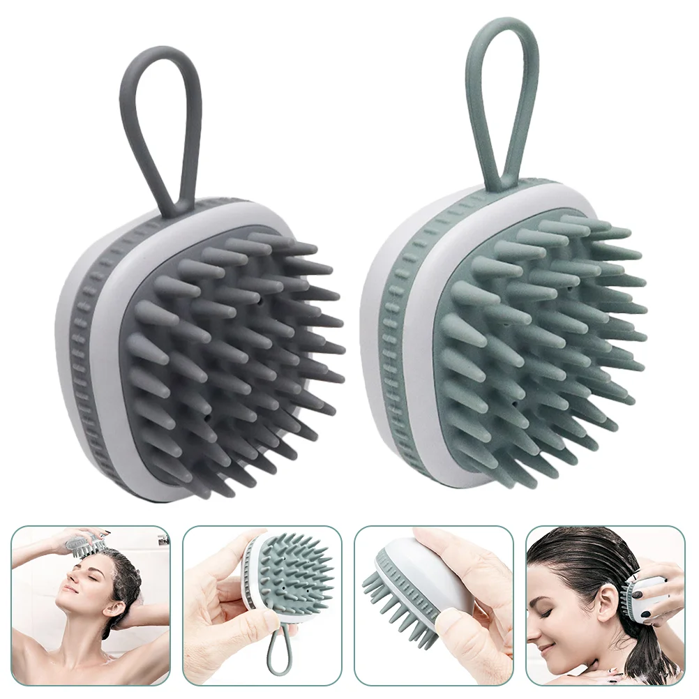 

2 Pcs Silicone Shampoo Comb Baby Brush Massager Plastic Scalp Massagers Hair Scrubber Hairbrushes Combs