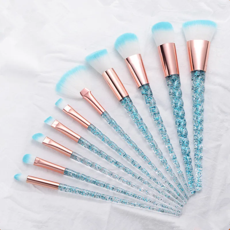 

Sdotter 10pcs Spiral Makeup Brushes Set Maquiagem Crystal Handle Unicorn Foundation Eyeshadow Beauty Women Glitter Make Up Brush