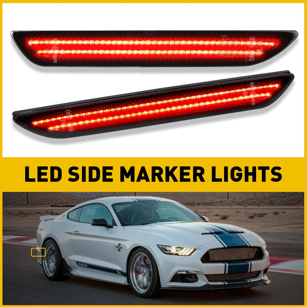 

2 шт., светодиодные боковые маркеры для Ford Mustang V6 EcoBoost GT Premium Bullitt Shelby GT350 GT350R GT500