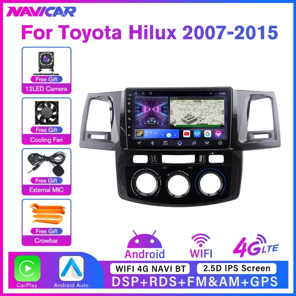 

2Din Android 10.0 Car Radio For Toyota Fortuner Hilux 2007 2008 2012 2014 2015 Car Multimedia Player Audio Gps Navigation DVD