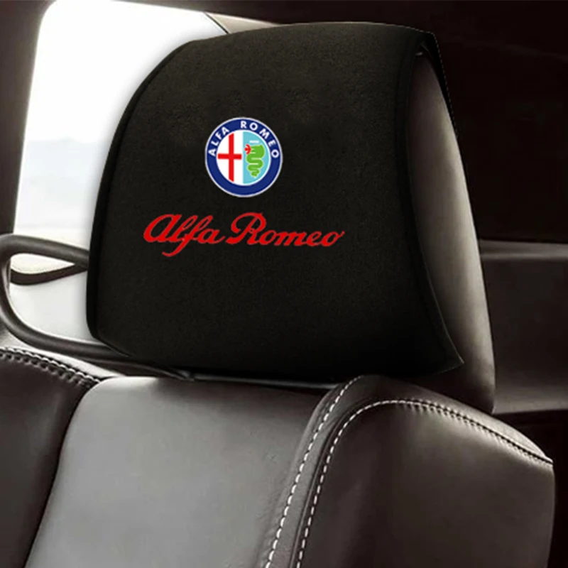 

2pcs Car Headrest Cover Vehicle Seat Pillow Case Head Rest Cushion for Alfa Romeo 159 147 156 166 Giulietta Giulia Mito Stelvio