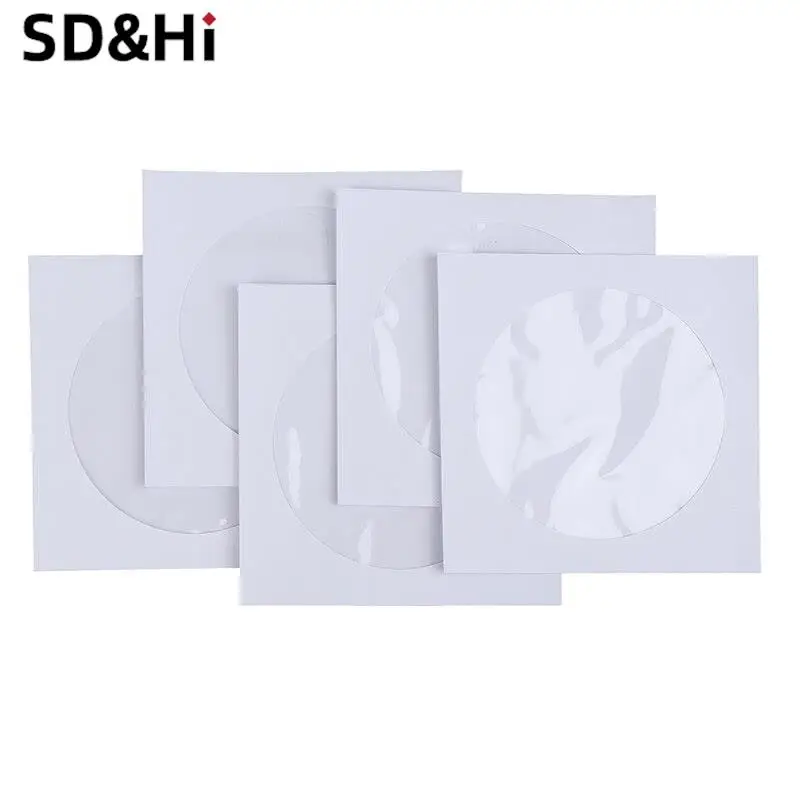 

10/50pcs Envelopes Storage Clear Window Case Flap White Folded Paper Bag 12.5CM CD DVD Disc Paper Sleeves