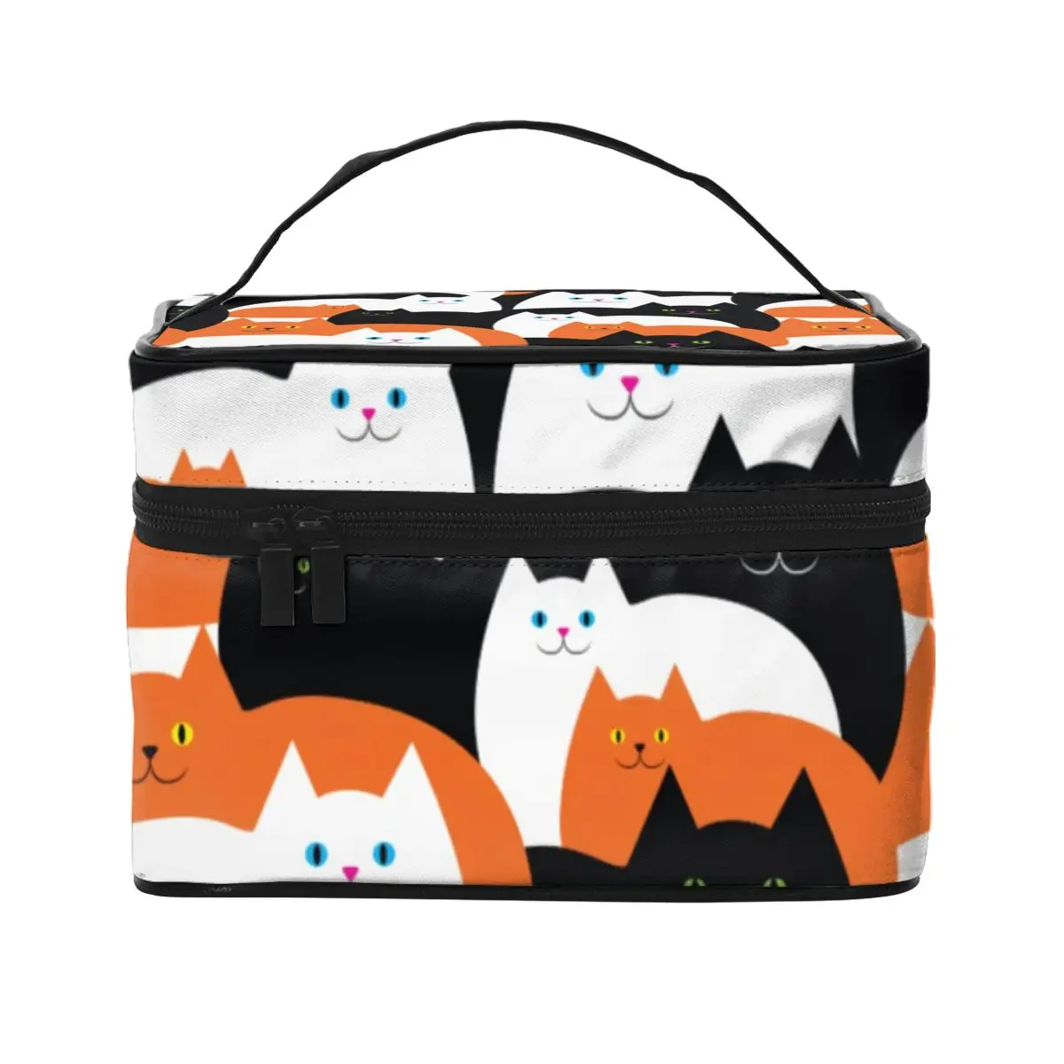 

Косметичка в виде кошки на Хэллоуин, женские Органайзеры для хранения с забавными кошками, органайзер для туалета с ручкой, косметичка