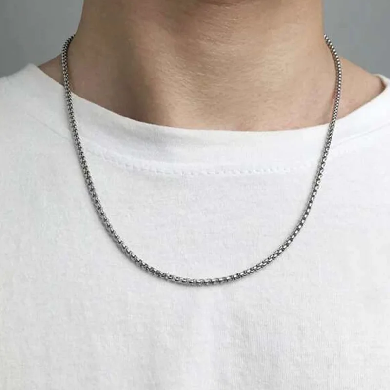 

Punk style men's necklace temperament personality trendy men with chain keel chain accessories Korean couple clavicle chain.