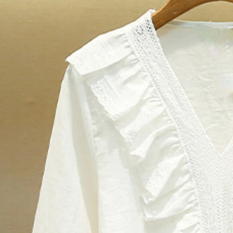 

2023 Spring New V-neck Loose Long-sleeved Women Shirt