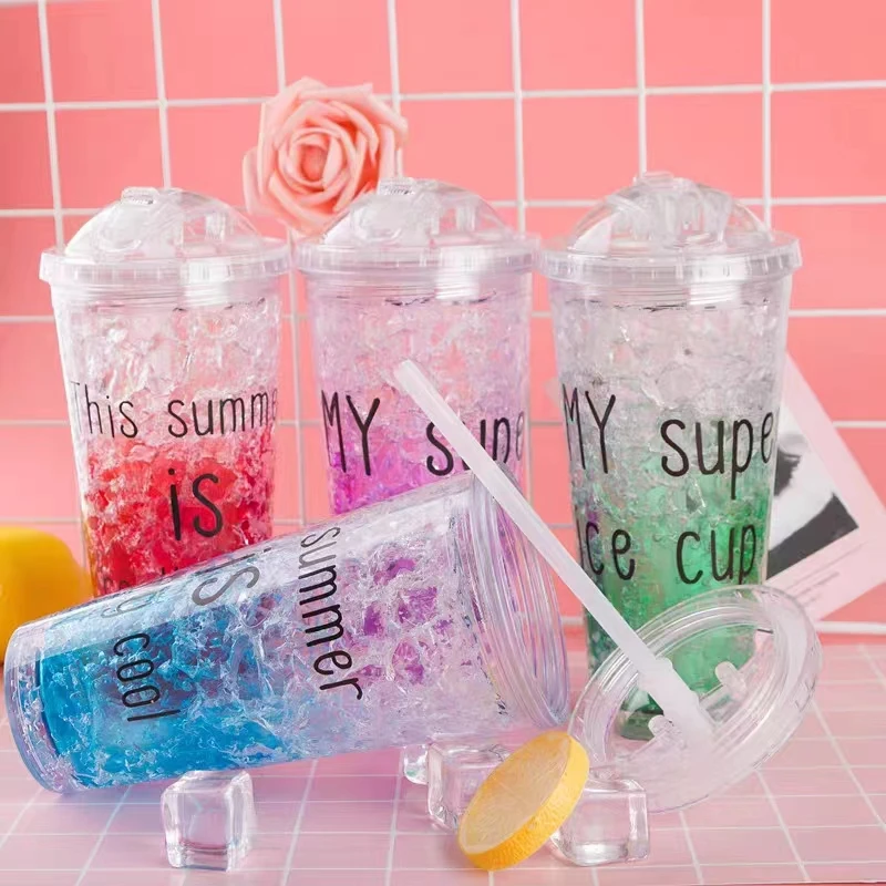 Кружка Ins Frosty, креативная пластиковая соломенная Крышка для кофейной чашки, кружка для Хэллоуина, Рождества, холодных напитков, меняющая цвет ночью, искусственный Кокс