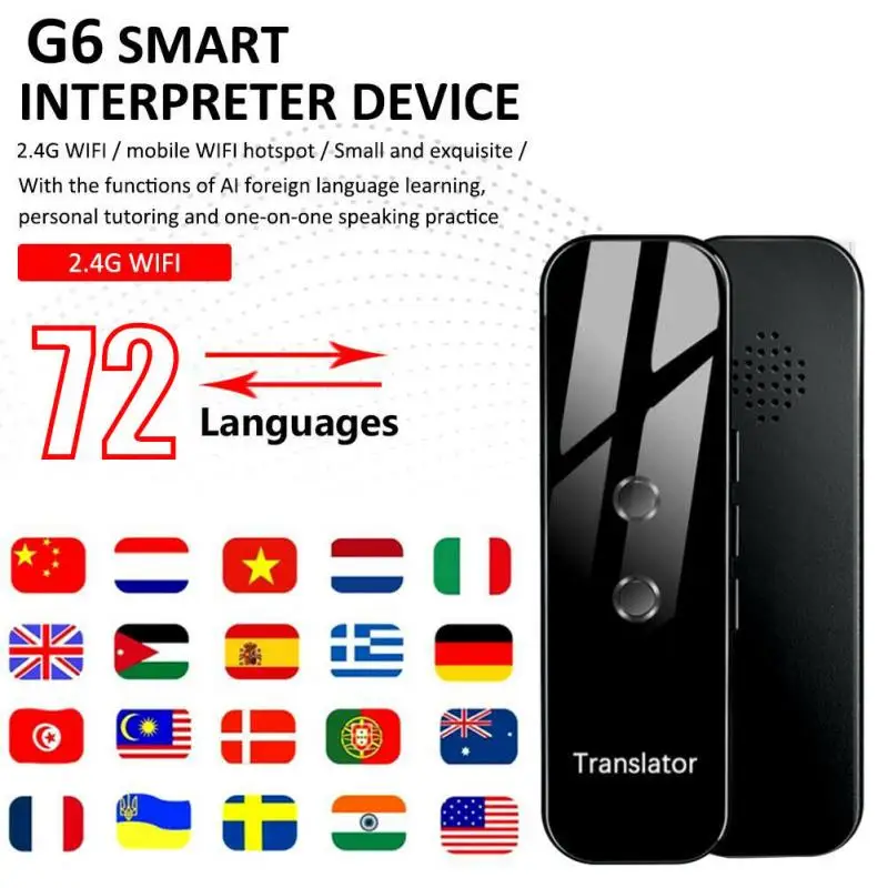 

2023 New G6 Portable Audio Translator instant voice translator Support 72 Languages 3 in 1 voice Text Bluetooth Translator