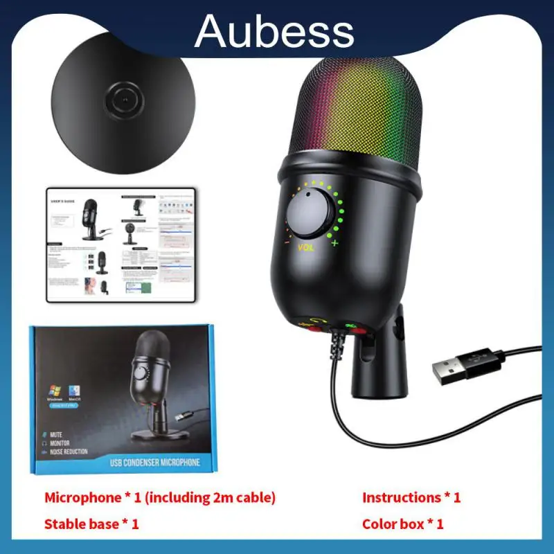 

Luminescent Rgb Microphone Denoise Noise Reduction Recordable Give Out Light Usb Microphone Condenser Microphone