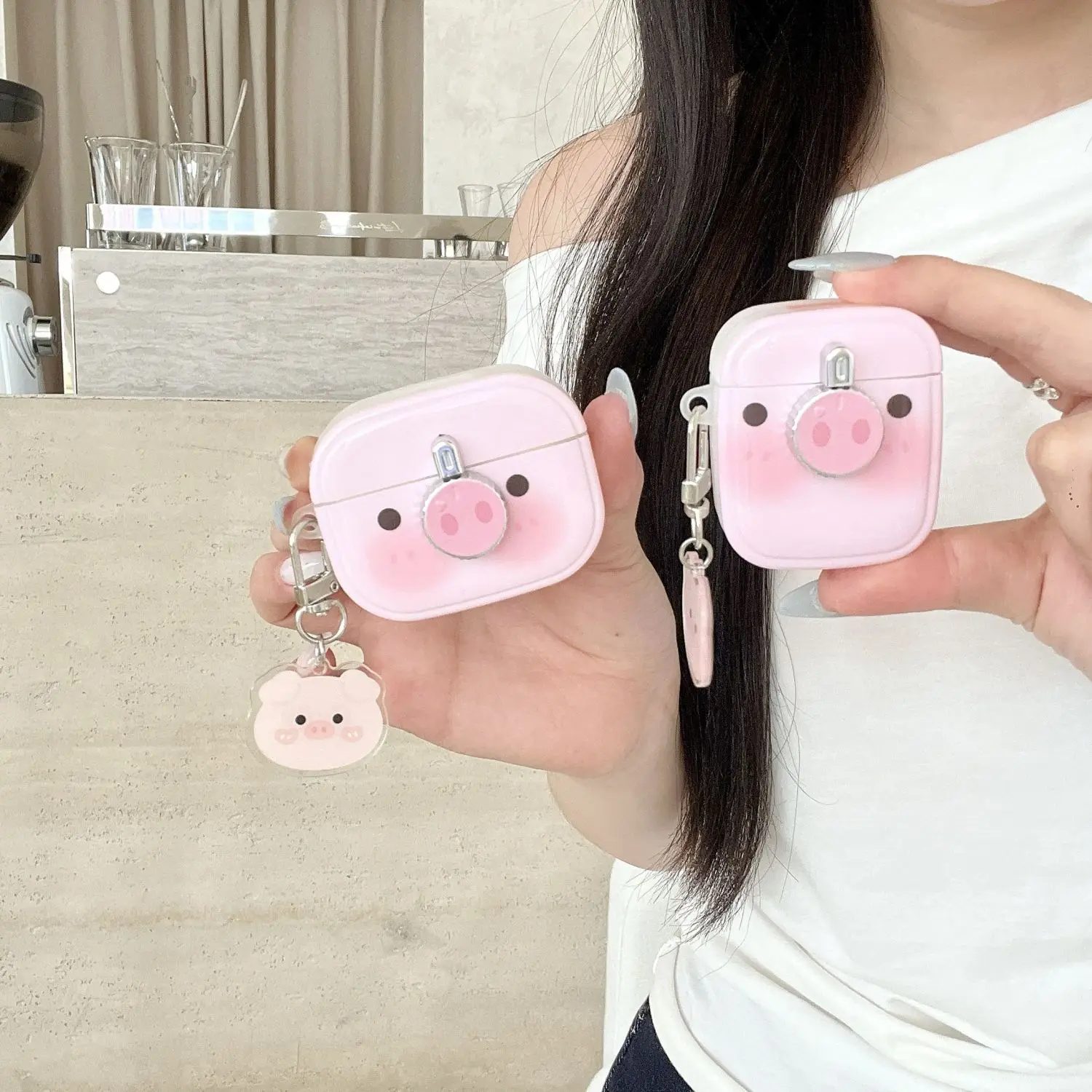 Чехол для наушников с 3D розовой свиньей и рисунком