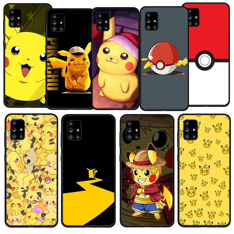 

Pikachu Baby Cartoon Lovely For Samsung Galaxy A52S A73 A72 A71 A52 A51 A12 A32 A21S TPU Soft Silicone Black Phone Case Fundas