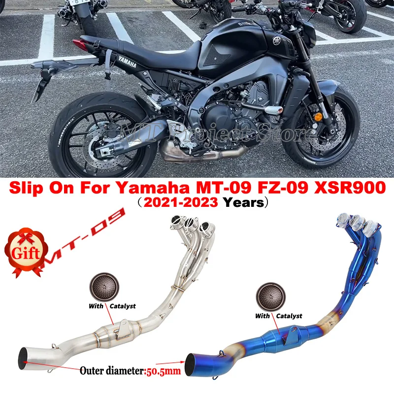 

Выхлопные системы для мотоциклов Yamaha MT-09 MT09 FZ 09 XSR900 2021 2022 2023, Модифицированная Передняя Соединительная труба с катализатором Escape Moto