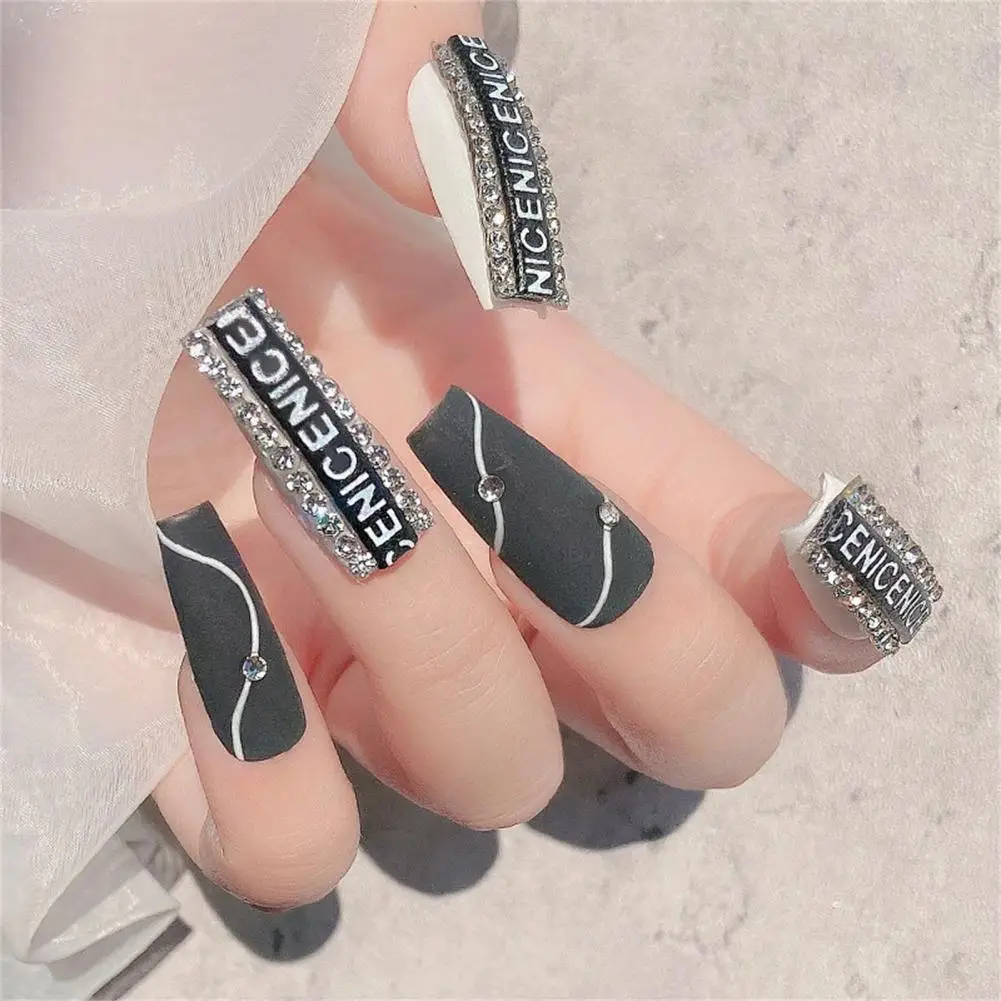 

12Pcs Manicure Decal Anti-falling Eye-catching Easy to Apply Unique Glitter Letter Nail Art Decorations for Nails Beauty