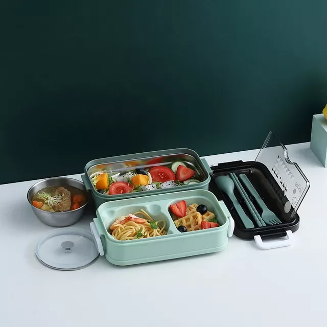

Stainless Steel Lunch Box Bento Box For School Kids Office Worker 2layers Microwae Heating Lunch Container Food Storage Box