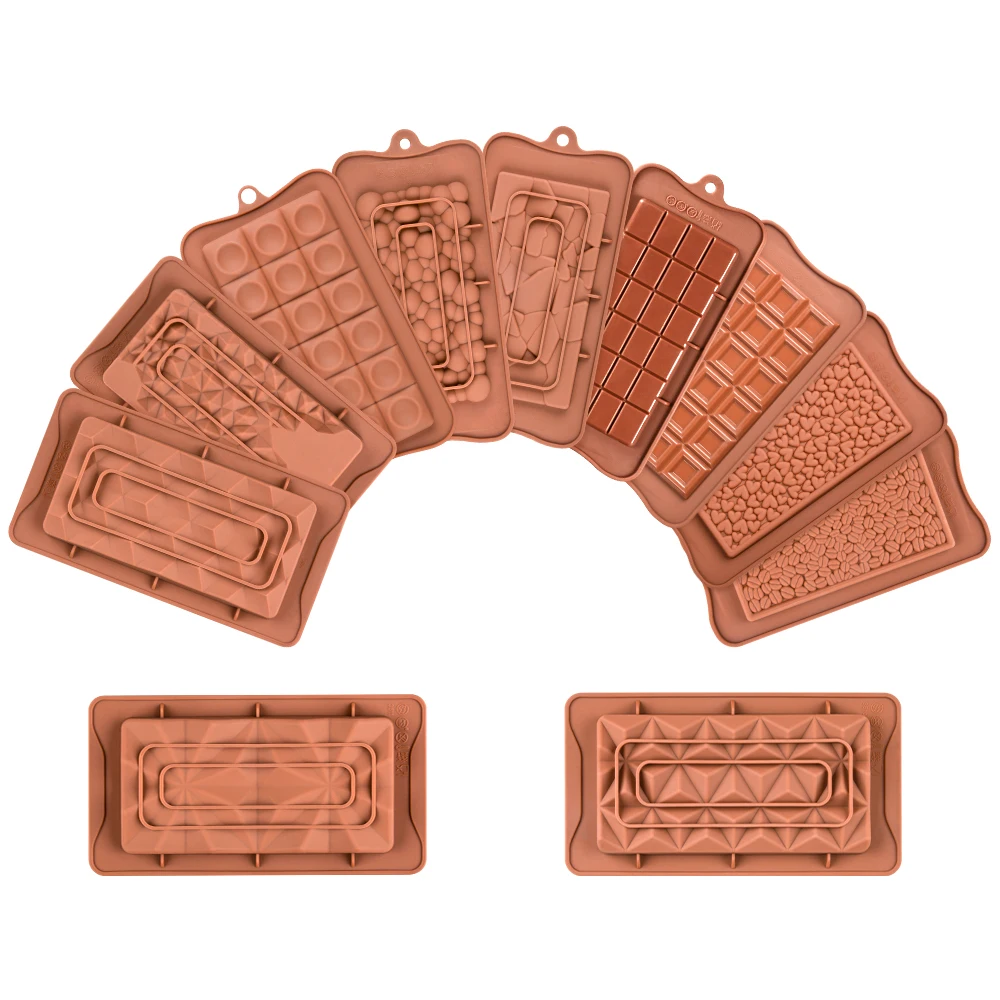 

SILIKOLOVE 11pcs/Lot Silicone Break Apart Chocolate Molds Candy Protein and Engery Chocolate Bar Silicone Mold