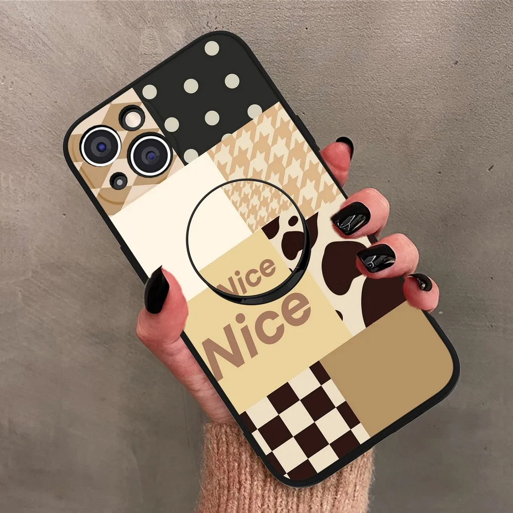 

Luxury Case Stand for iPhone i11 i12 i13 iX Pro iXS Max XR 678 Plus SE Tempered Glass Protective Screen Film Cover Finger Holder