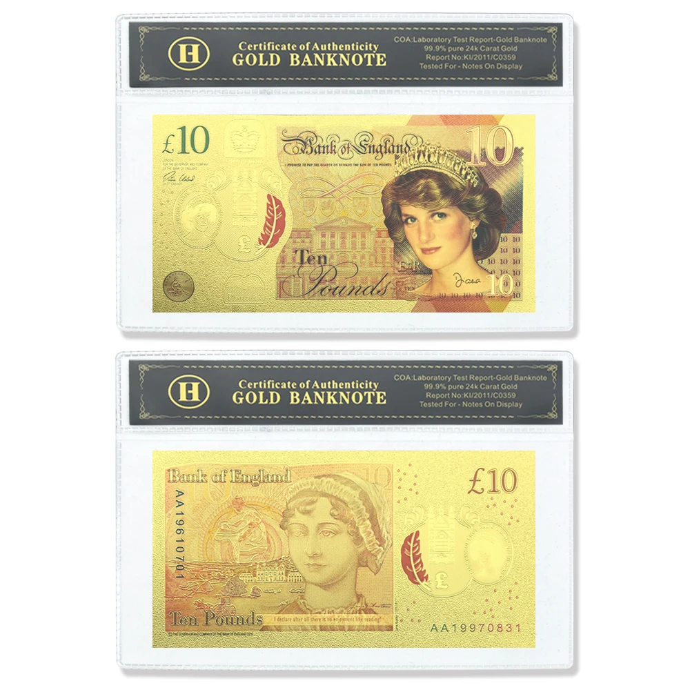 

Золотая позолоченная банкнота 5/10 фунтов