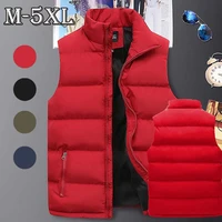 autumn winter mens fashion waistcoat coats jackets thick stand collar solid color cotton zipper vest down jacket sleeveless