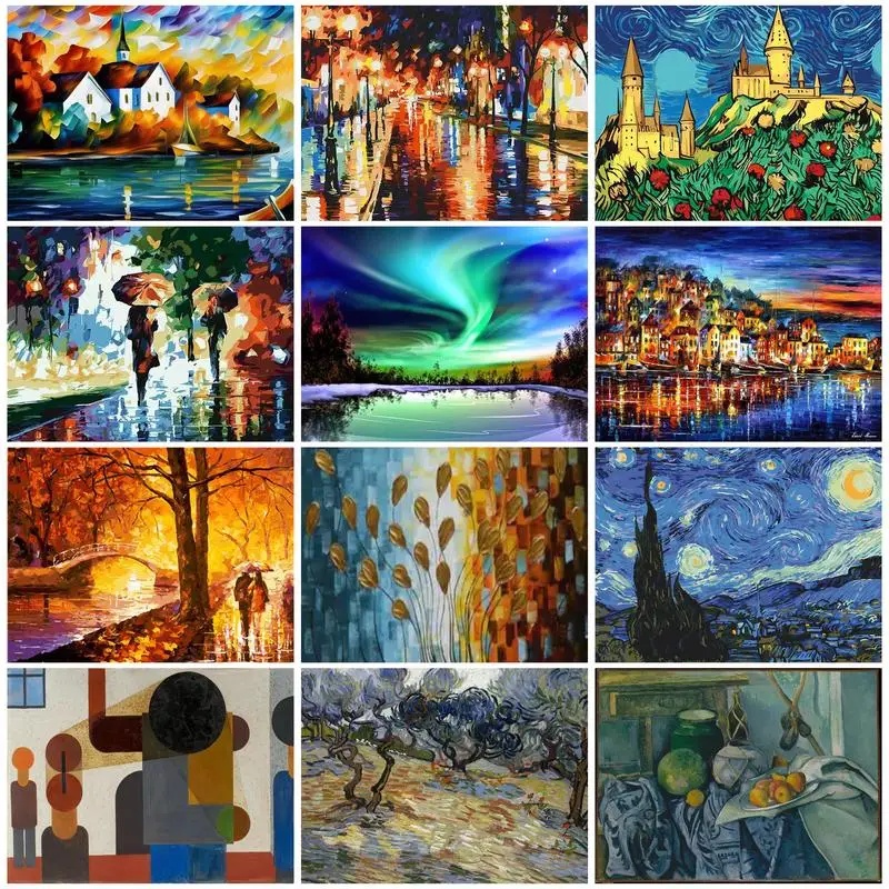 

CHENISTORY Acrylic Paint By Numbers Abstract Scenery DIY Frameless 30x40cm Oil Painting By Numbers On Canvas Digital Hand Paint