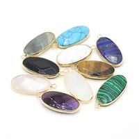 natural stone pendants gold plated amethyst malachite pendant for jewelry making diy women necklace earrings gifts