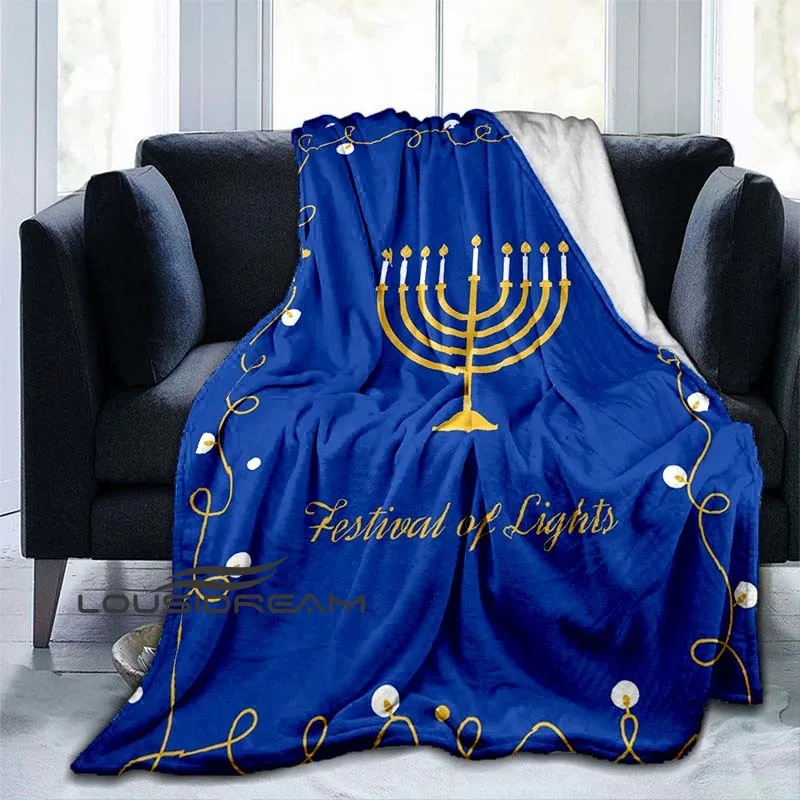 

Hanukkah Traditional Festive Fluffy Blanket Sofa Bed Blanket Soft Warm Blanket Gift Bed Blanket Cover Flannel Plush Blanket