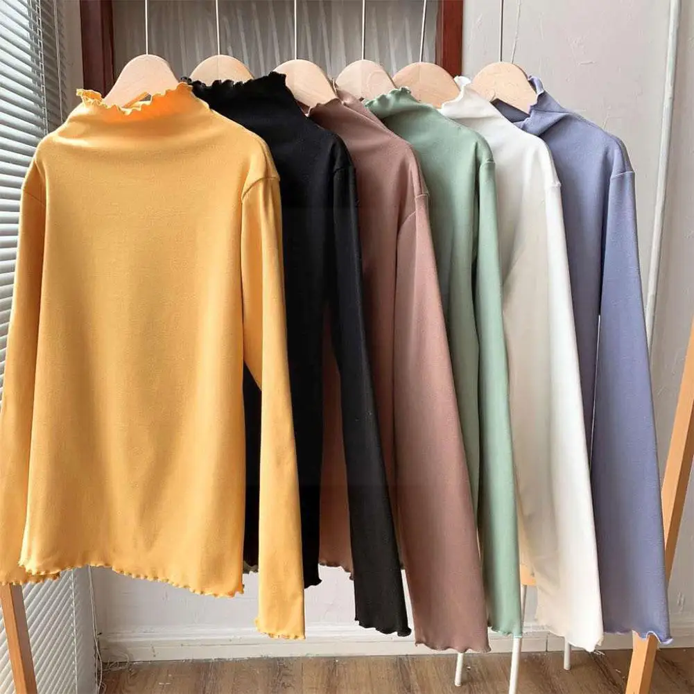 

Women Bottoming Shirt Winter 2021 Sweaters Fashion Sweaters Knitted Type Slim Sleeves Turtleneck Ladies Full Causal Short V6M2