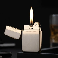 pure copper thin and light creative retro grinding wheel kerosene windproof lighter personality modern simplicity encendedores