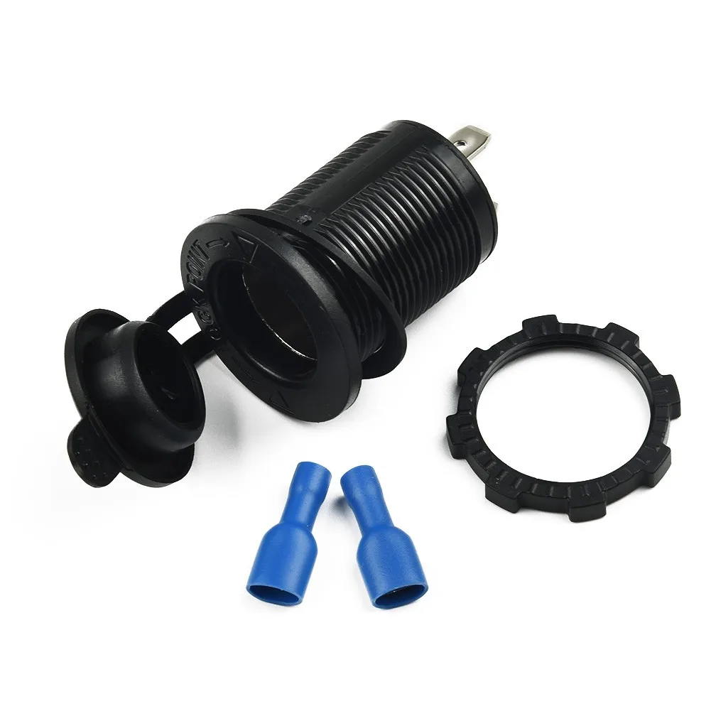 Power Plug Waterproof Socket Marine Motorcycle Parts Accessories Black