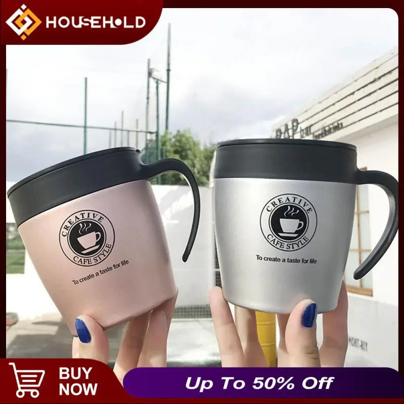 

330ml Stainless Steel Coffee Cup Office Handle Anti-scalding Mugs Cup Fashionable Leak-proof Thermos Cup 5colors Vacuum Flasks