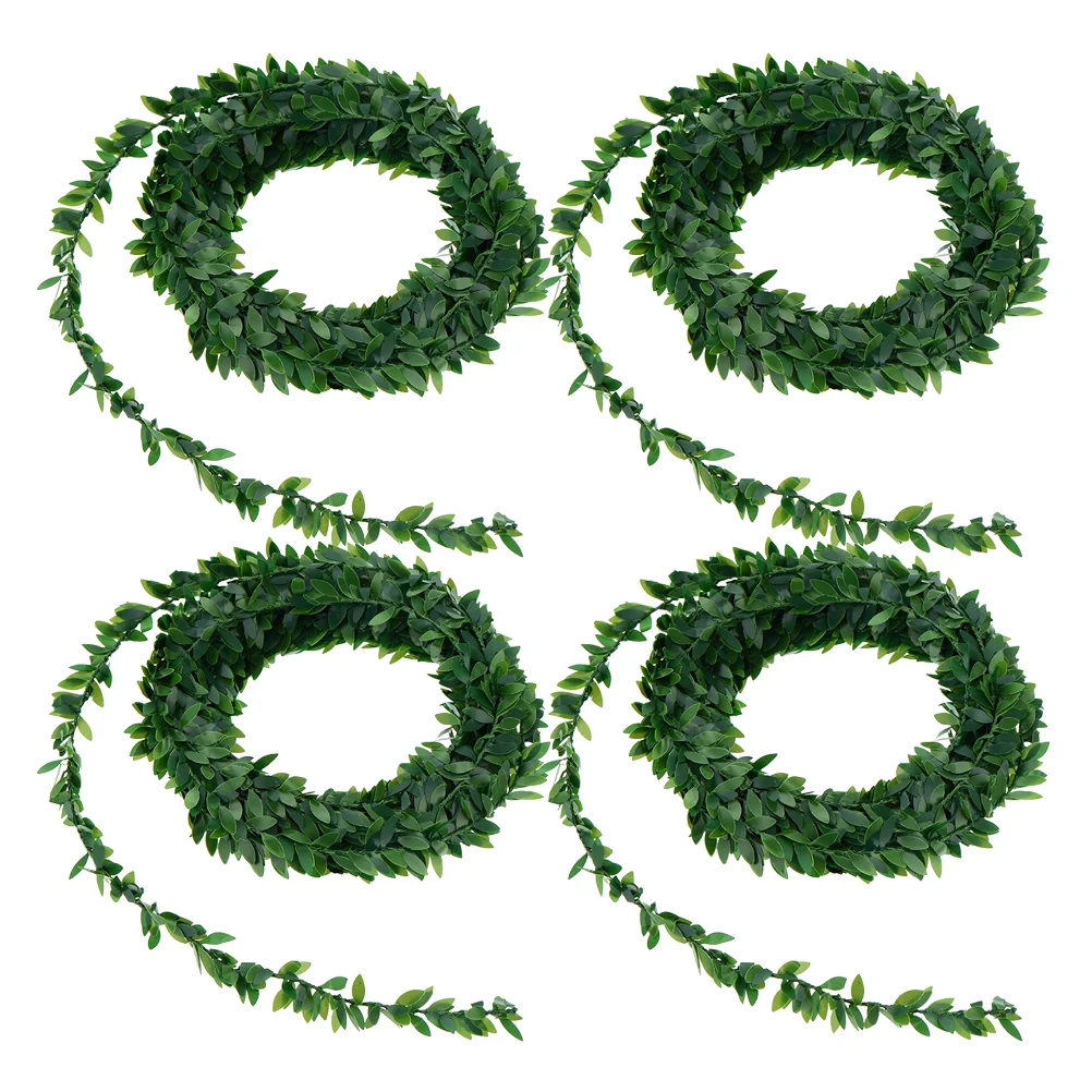 

4pcs Garland and DIY Artificial Green Leaves Wreath Rattan Garland Decoration for Home