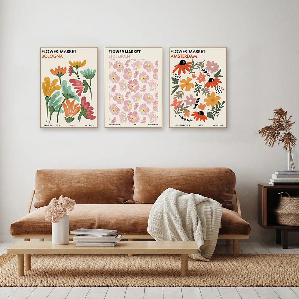 Красочный Матисс Цветочный рынок Настенный декор Картина Современный розовый