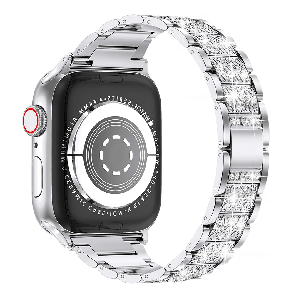 

Diamond Strap For Apple Watch band 45mm/41mm 40mm/44mm correa 42mm/38mm stainless steel bracelet iwatch series 4 3 5 SE 6 7