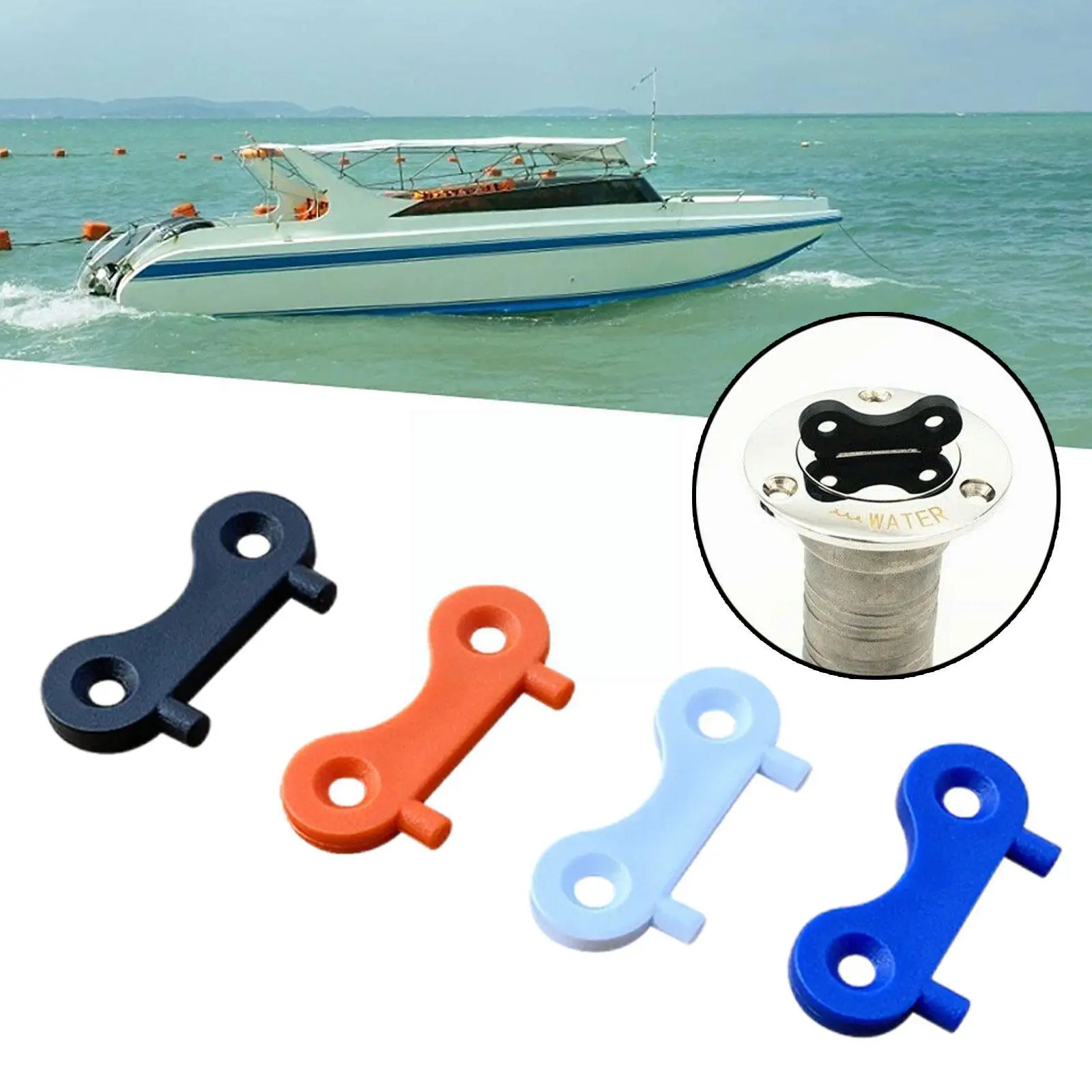

2pcs Marine Boat Yacht Fuel Gas Water Waste Plate Filler Replacement Nylon Deck Key Tank Tool Key Spare O1L7