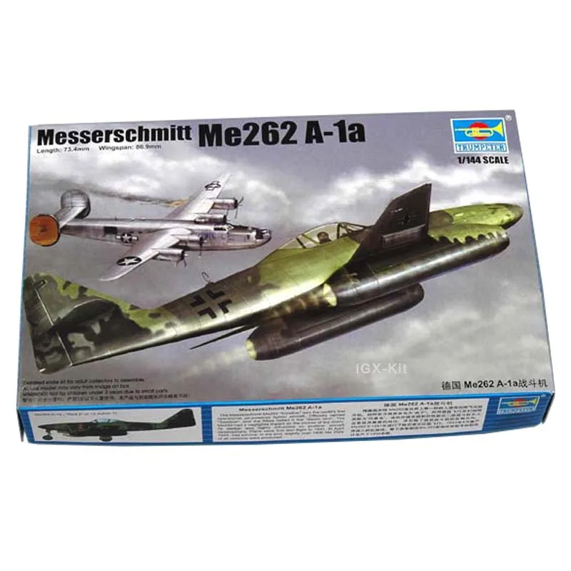 

Trumpeter 01319 1/144 Scale German Me262 Me262A-1a Bomber Handcraft Aircraft Plane Gift Toy Plastic Assembly Model Building Kit