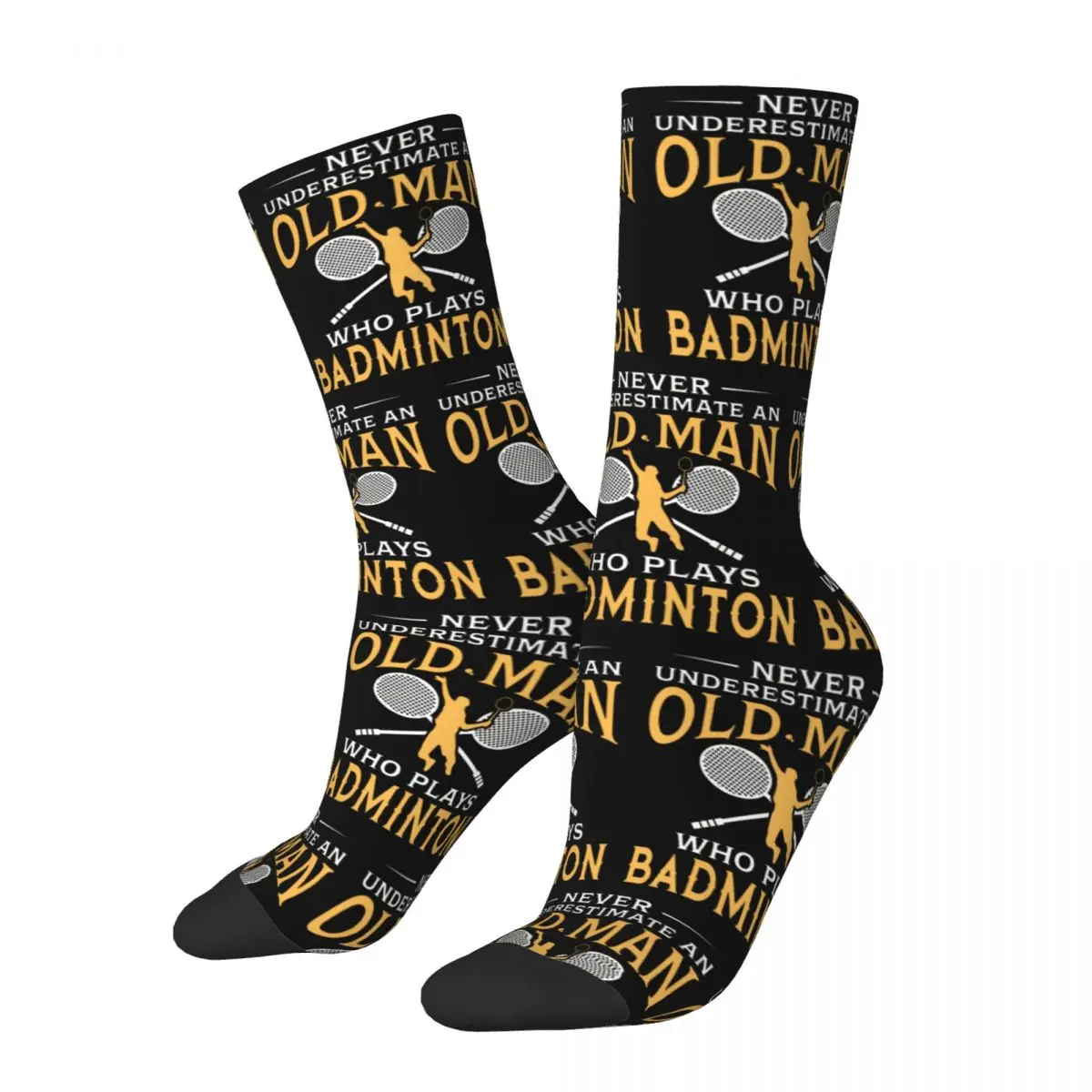 

Fashion Never Underestimate An Old Man Who Plays Badminton Socks Accessories Soft Socks Sweat Absorbing Birthday Present for Him